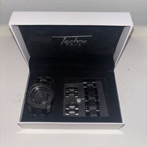 Techno Pavé Men’s Watch No. 8200 – Black Stainless Steel Quartz